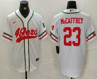 Men%27s San Francisco 49ers #23 Christian McCaffrey White Mexico Cool Base Stitched Baseball Jersey